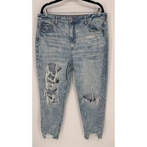 AMERICAN EAGLE MOM JEAN ACID WASH DISTRESSED SIZE 16 REGULAR
